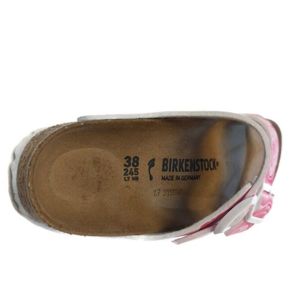 Birkenstock Arizona Birko-Flor Sandals Womens 7 Marble Twirl Fuchsia Tulip Pink - Picture 2 of 9